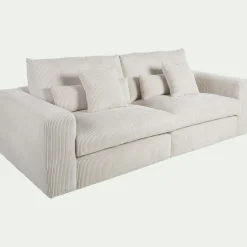 Canapé En Velours|Canapé 5 Places*alinea Canapé 5 places fixe en velours côtelé - roucas Beige