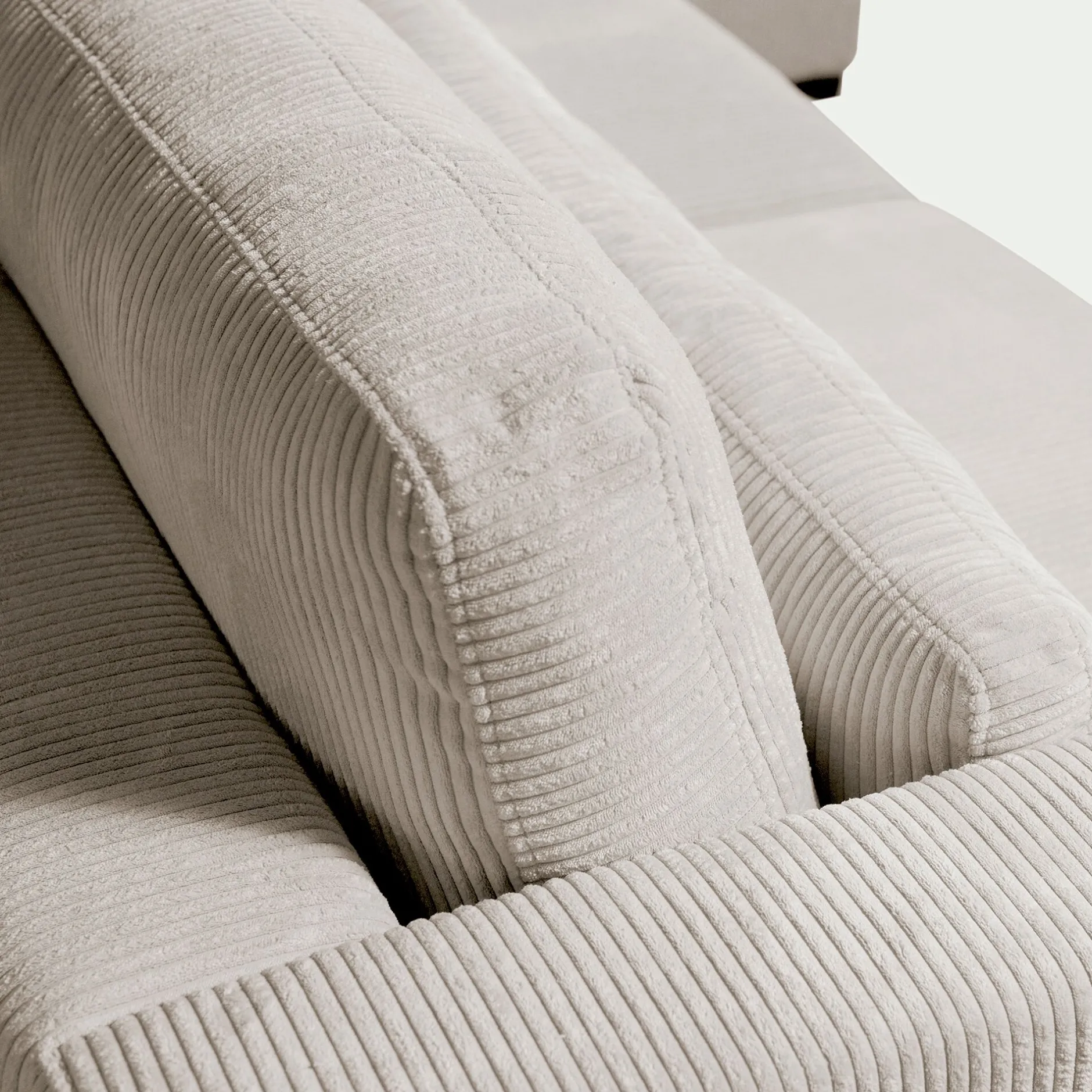 Canapé 3 Places*alinea Canapé 3 places fixe en velours côtelé Azores - Beige