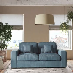 Canapé En Velours|Canapé 3 Places*alinea Canapé 3 places fixe en velours côtelé - Bleu