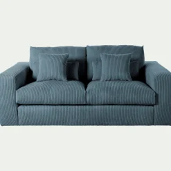 Canapé En Velours|Canapé 3 Places*alinea Canapé 3 places fixe en velours côtelé - Bleu