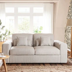 Canapé 3 Places*alinea Canapé 3 places fixe en velours côtelé - borie Gris