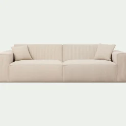 Canapé En Velours|Canapé 4 Places*alinea Canapé 4 places fixe en velours côtelé azores - Beige