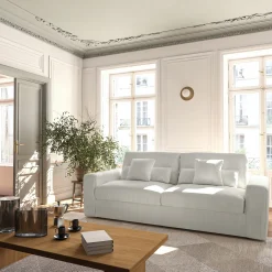 Canapé En Velours|Canapé 5 Places*alinea Canapé 5 places fixe en velours côtelé - borie Gris