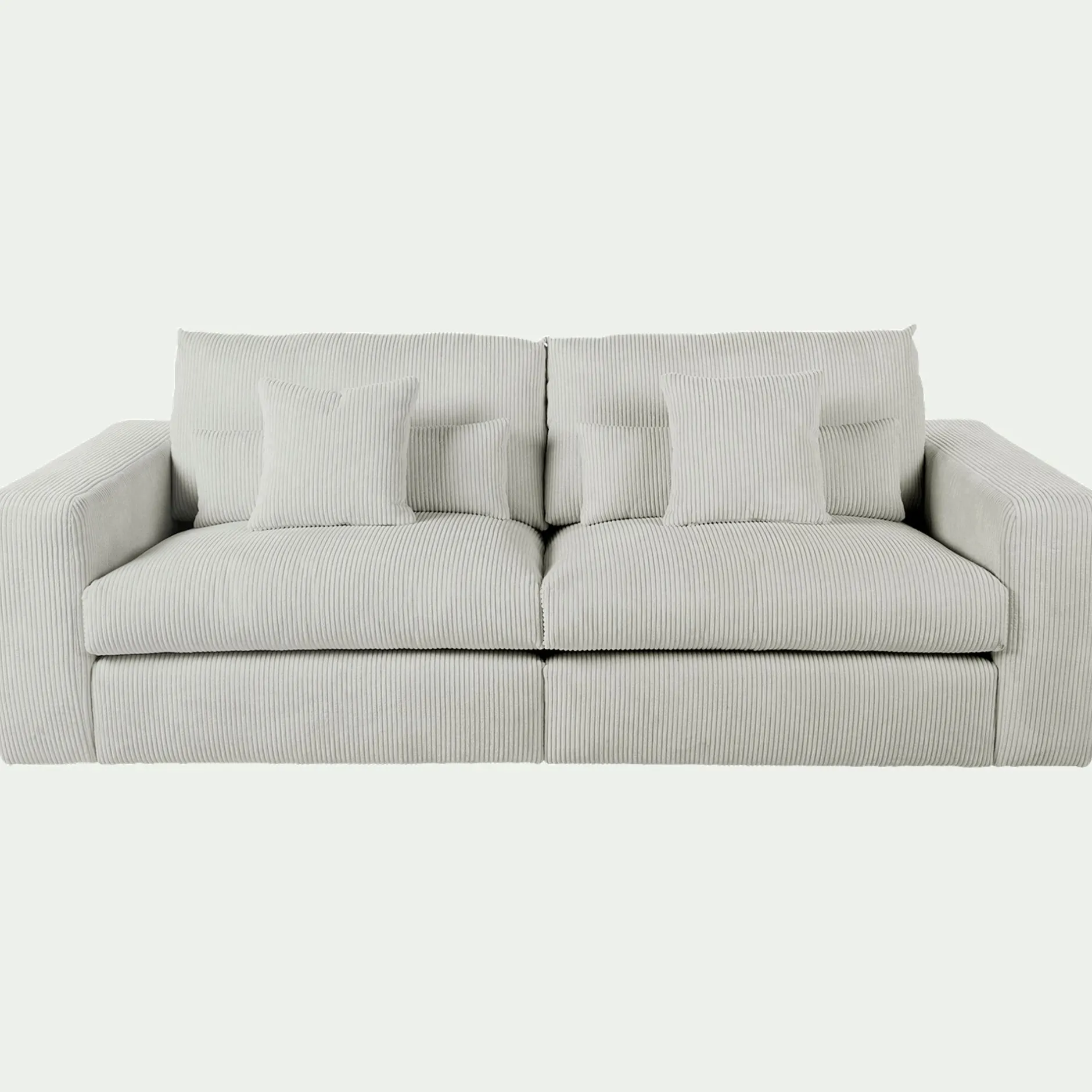 Canapé En Velours|Canapé 5 Places*alinea Canapé 5 places fixe en velours côtelé - borie Gris