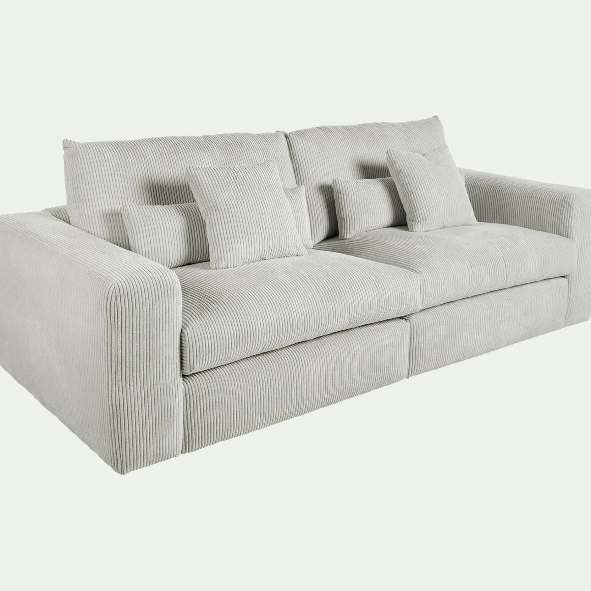 Canapé En Velours|Canapé 5 Places*alinea Canapé 5 places fixe en velours côtelé - borie Gris