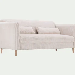 Canapé En Velours|Canapé 3 Places*alinea Canapé 3 places fixe en velours côtelé pearl - roucas Beige