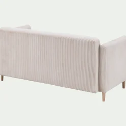 Canapé En Velours|Canapé 3 Places*alinea Canapé 3 places fixe en velours côtelé pearl - roucas Beige