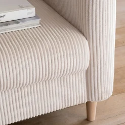 Canapé En Velours|Canapé 3 Places*alinea Canapé 3 places fixe en velours côtelé pearl - roucas Beige