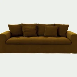 Canapé En Velours|Canapé 4 Places*alinea Canapé 4 places fixe en velours - bronze Marron