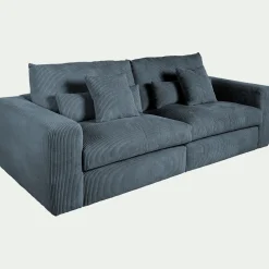 Canapé 5 Places*alinea Canapé 5 places fixe en velours côtelé - Bleu