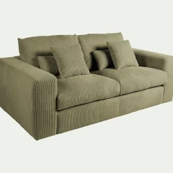 Canapé 3 Places*alinea Canapé 3 places fixe en velours côtelé - cèdre Vert