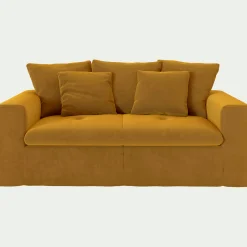 Canapé 2 Places*alinea Canapé 2 places fixe en velours - Jaune argan