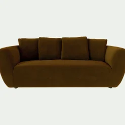 Canapé En Velours|Canapé 3 Places*alinea Canapé 3 places fixe en velours Velvet - bronze Marron
