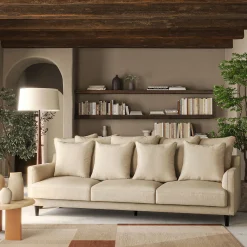 Canapé En Lin|Canapé En Tissu*alinea Canapé 6 places fixe tissu mixte - alpilles Beige