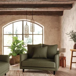 Canapé En Lin|Canapé En Tissu*alinea Canapé 1,5 places fixe tissu mixte - cedre Vert