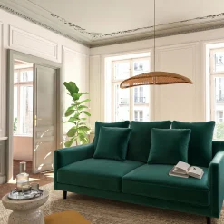 Canapé En Velours|Canapé Fixe*alinea Canapé 3 places fixe velours - canard Bleu