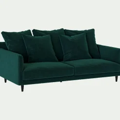 Canapé En Velours|Canapé Fixe*alinea Canapé 3 places fixe velours - canard Bleu