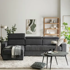 Canapé En Tissu|Canapé 4 Places*alinea Canapé avec angle réversible convertible en tissus pop avec accoudoirs 20cm - anthracite Gris