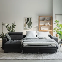 Canapé En Tissu|Canapé 4 Places*alinea Canapé avec angle réversible convertible en tissus pop avec accoudoirs 20cm - anthracite Gris