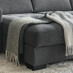 Canapé En Tissu|Canapé 4 Places*alinea Canapé avec angle réversible convertible en tissus pop avec accoudoirs 20cm - anthracite Gris