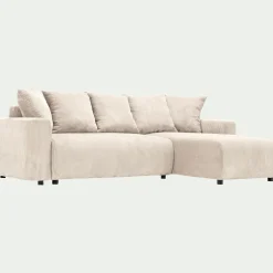 Canapé En Velours|Canapé 4 Places*alinea Canapé convertible à angle réversible en velours côtelé - roucas Beige