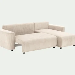 Canapé En Velours|Canapé 4 Places*alinea Canapé convertible à angle réversible en velours côtelé - roucas Beige