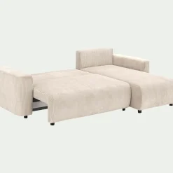 Canapé En Velours|Canapé 4 Places*alinea Canapé convertible à angle réversible en velours côtelé - roucas Beige