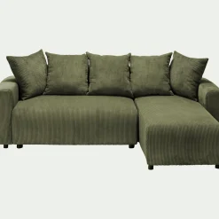 Canapé En Velours|Canapé 4 Places*alinea Canapé conible à angle réversible en velours côtelé - cèdre Vert