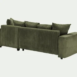 Canapé En Velours|Canapé 4 Places*alinea Canapé conible à angle réversible en velours côtelé - cèdre Vert