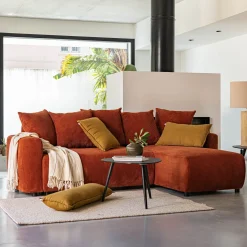 Canapé En Velours|Canapé 4 Places*alinea Canapé convertible à angle réversible en velours côtelé - brun rustrel Marron