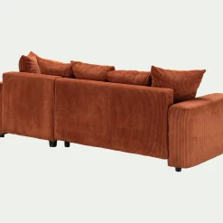 Canapé En Velours|Canapé 4 Places*alinea Canapé convertible à angle réversible en velours côtelé - brun rustrel Marron