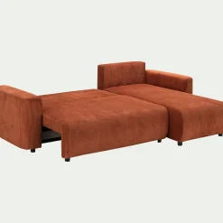 Canapé En Velours|Canapé 4 Places*alinea Canapé convertible à angle réversible en velours côtelé - brun rustrel Marron