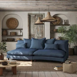 Canapé En Tissu|Canapé 5 Places*alinea Canapé convertible 5 places avec pieds arrondis en tissu nature - Bleu