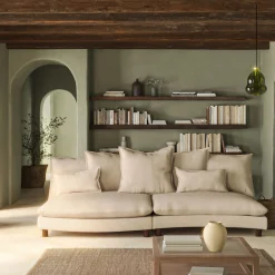 Canapé En Tissu|Canapé 5 Places*alinea Canapé convertible 5 places avec pieds arrondis en tissu nature - écru Blanc