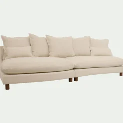 Canapé En Tissu|Canapé 5 Places*alinea Canapé convertible 5 places avec pieds arrondis en tissu nature - écru Blanc