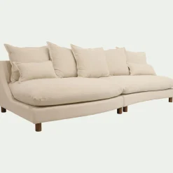 Canapé En Tissu|Canapé 5 Places*alinea Canapé convertible 5 places avec pieds arrondis en tissu nature - écru Blanc