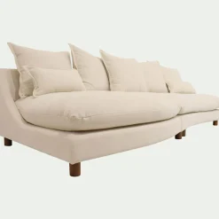 Canapé En Tissu|Canapé 5 Places*alinea Canapé convertible 5 places avec pieds arrondis en tissu nature - écru Blanc