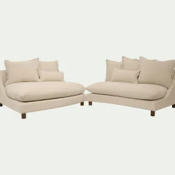 Canapé En Tissu|Canapé 5 Places*alinea Canapé convertible 5 places avec pieds arrondis en tissu nature - écru Blanc