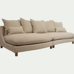 Canapé En Tissu|Canapé 5 Places*alinea Canapé convertible 5 places avec pieds arrondis en tissu nature - Beige