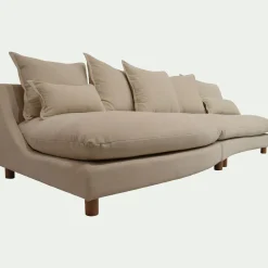 Canapé En Tissu|Canapé 5 Places*alinea Canapé convertible 5 places avec pieds arrondis en tissu nature - Beige