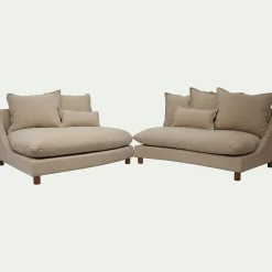 Canapé En Tissu|Canapé 5 Places*alinea Canapé convertible 5 places avec pieds arrondis en tissu nature - Beige