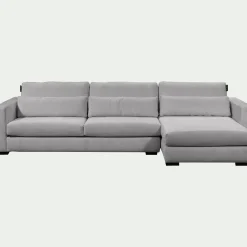 Canapé 4 Places|Canapé Fixe*alinea Canapé d'angle chaise longue droite fixe en tissu Genesis - Gris