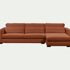 Canapé 4 Places|Canapé Fixe*alinea Canapé d'angle chaise longue droite fixe en tissu Genesis - brun rustrel Marron