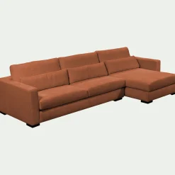 Canapé 4 Places|Canapé Fixe*alinea Canapé d'angle chaise longue droite fixe en tissu Genesis - brun rustrel Marron
