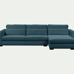 Canapé 4 Places|Canapé Fixe*alinea Canapé d'angle chaise longue droite fixe en tissu Genesis - Bleu