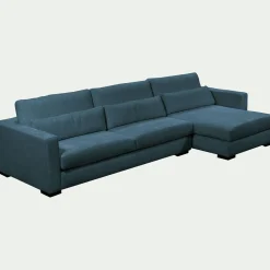 Canapé 4 Places|Canapé Fixe*alinea Canapé d'angle chaise longue droite fixe en tissu Genesis - Bleu