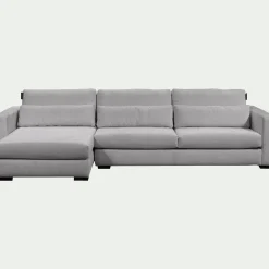 Canapé 4 Places|Canapé Fixe*alinea Canapé d'angle chaise longue gauche fixe en tissu Genesis - Gris