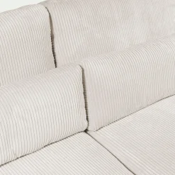 Canapé En Velours|Canapé 4 Places*alinea Canapé d'angle chaise longue gauche fixe en velours côtelé Azores - Beige