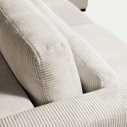 Canapé En Velours|Canapé 4 Places*alinea Canapé d'angle chaise longue gauche fixe en velours côtelé Azores - Beige