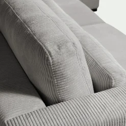 Canapé 4 Places|Canapé Fixe*alinea Canapé d'angle chaise longue droite fixe en velours côtelé Azores - borie Gris